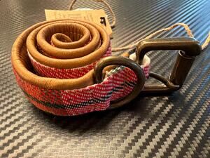NWT Creative Co-op Cotton & Leather Extra Small Red Plaid Dog Collar